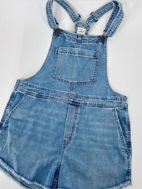 Aerie 90s Y2K Denim Short Overalls Light Wash Size Small